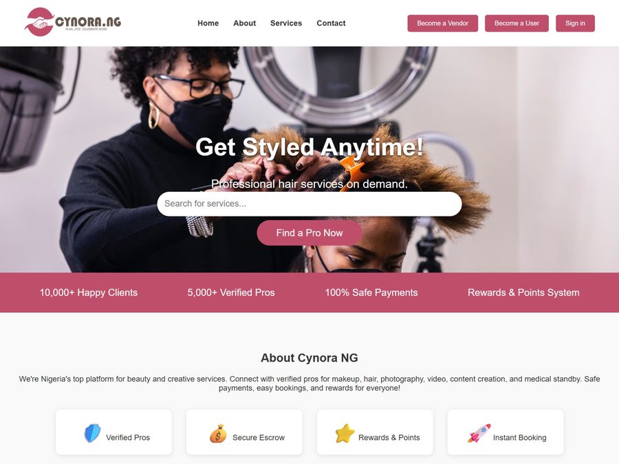 Cynora NG website screenshot