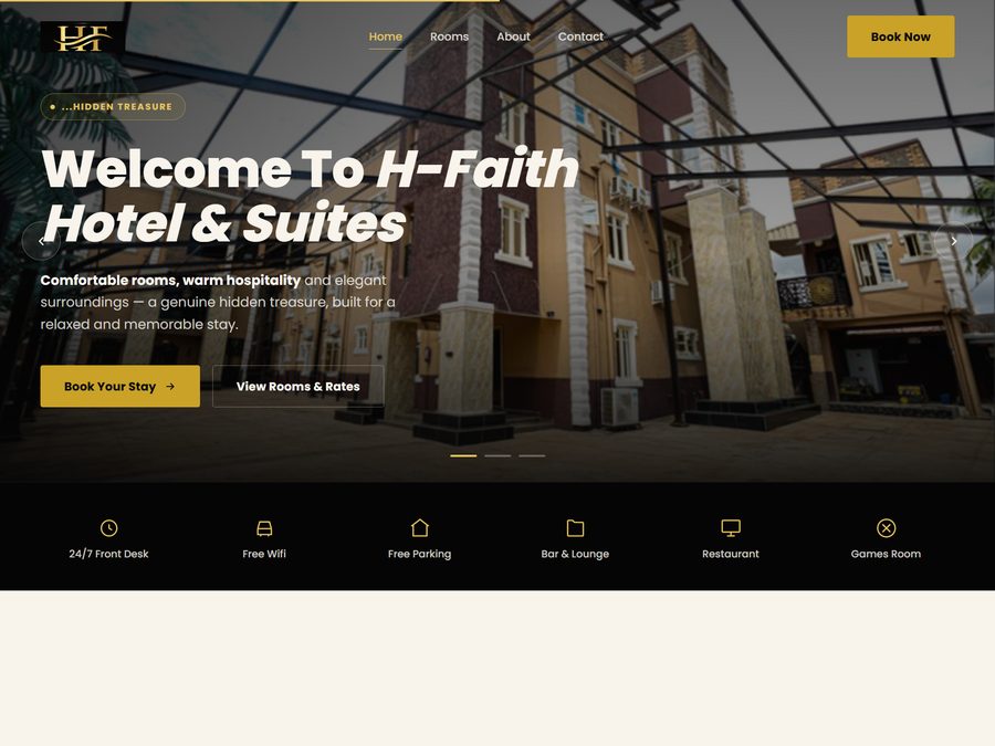 H-Faith Hotel & Suites website screenshot